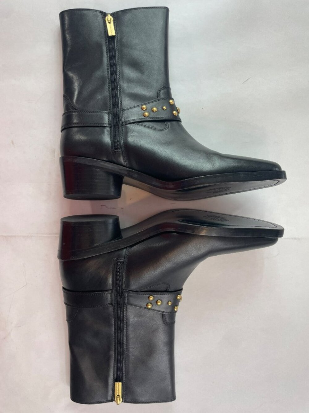 Vince Camuto Roista Black Leather Studded Mid-Calf Boots Women's Sz 9M $198 NWT - Picture 8 of 12